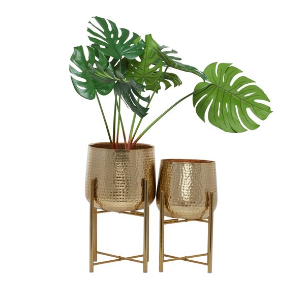 Cosmoliving by Cosmopolitan 9.85-in x 16.60-in Gold Metal Planters - Set of 2