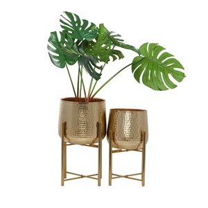 Cosmoliving by Cosmopolitan 9.85-in x 16.60-in Gold Metal Planters - Set of 2