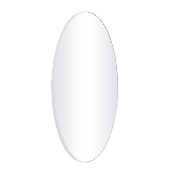 Grayson Lane 32-in x 18-in Oval White Contemporary Framed Wall Mirror