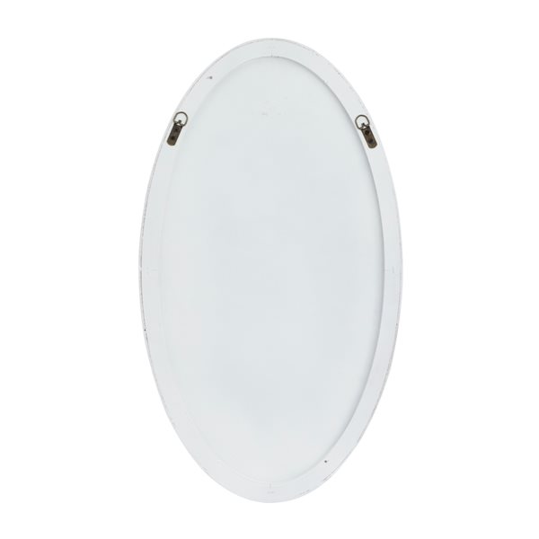 Grayson Lane 32-in x 18-in Oval White Contemporary Framed Wall Mirror