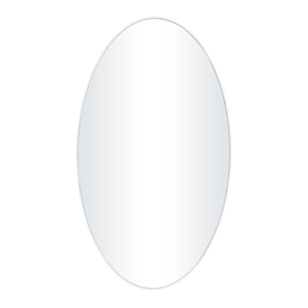 Grayson Lane 32-in x 18-in Oval White Contemporary Framed Wall Mirror