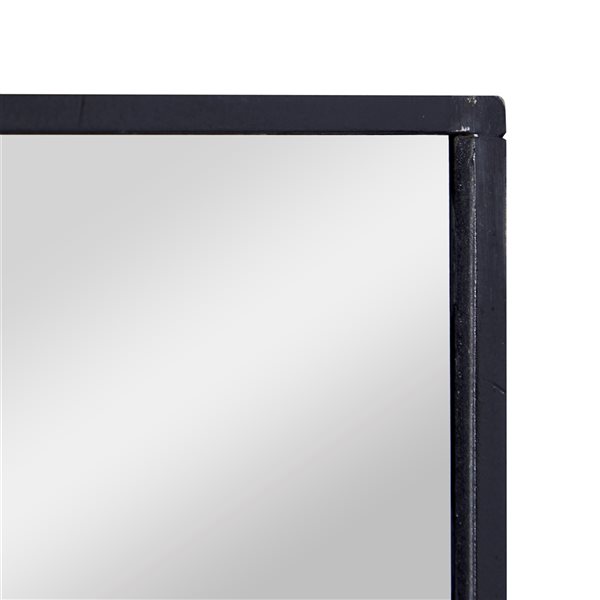 Grayson Lane 32-in x 18-in Rectangle Black Contemporary Framed Wall Mirror