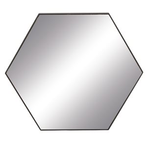 Cosmoliving By Cosmopolitan 21-in x 24-in Hexagon Black Contemporary Framed Wall Mirror