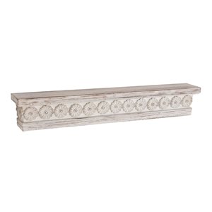 Grayson Lane 6-in x 36-in White Chinese Fir Wood Vintage Wall Shelf