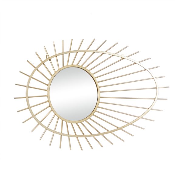 Cosmoliving By Cosmopolitan 34-in x 22-in Round Gold Contemporary Framed Wall Mirror