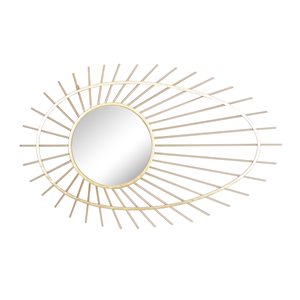 Cosmoliving By Cosmopolitan 34-in x 22-in Round Gold Contemporary Framed Wall Mirror