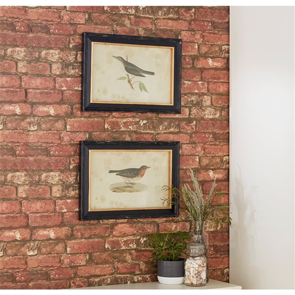 Grayson Lane 19-in x 13-in Black Wood Framed Farmhouse Cottage Birds Wall Art - Set of 2