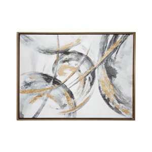 Cosmoliving By Cosmopolitan 30-in x 40-in Gold Wood Framed Contemporary Abstract Wall Art with Gold Canvas