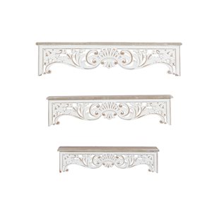 Grayson Lane 28-in, 24-in and 19-in White Wood Vintage Wall Shelf - Set of 3