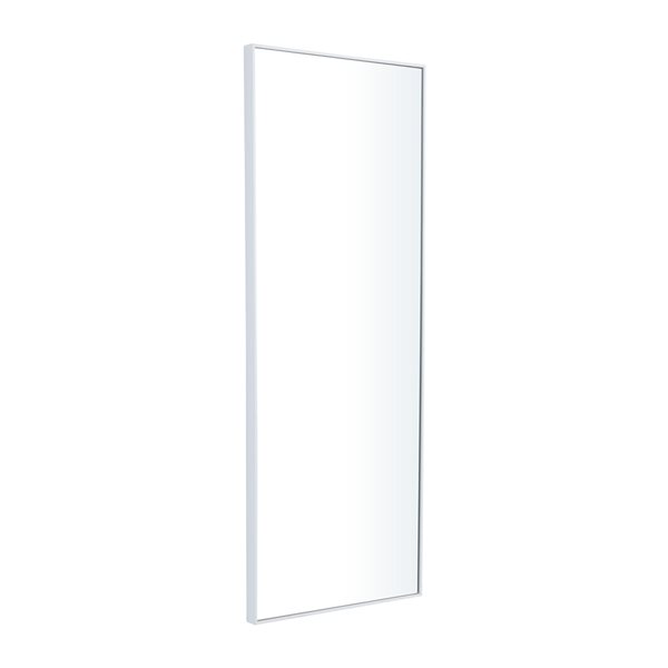 Grayson Lane 36-in x 14-in Rectangle White Contemporary Framed Wall Mirror