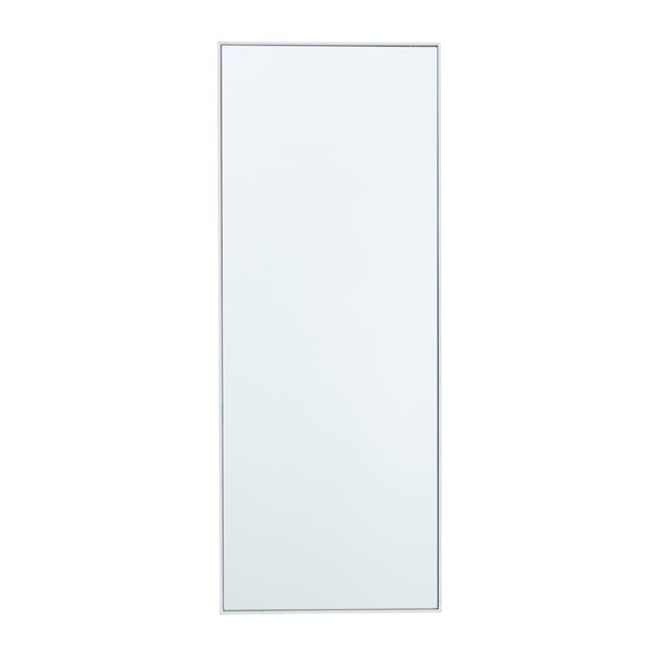 Grayson Lane 36-in x 14-in Rectangle White Contemporary Framed Wall Mirror