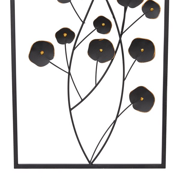 Grayson Lane 14.5-in x 42-in Black Metal Farmhouse Floral