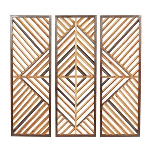 Grayson Lane 12-in x 35-in Brown Wooden Contemporary Wall Decor -