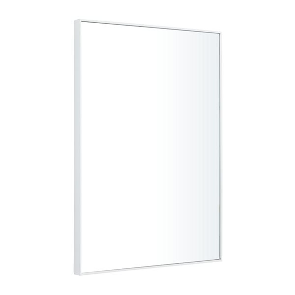 Grayson Lane 24-in x 18-in Rectangle White Contemporary Framed Wall Mirror