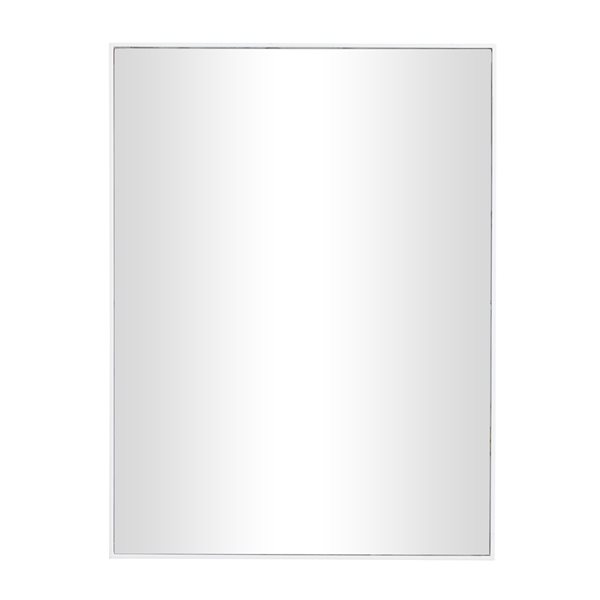 Grayson Lane 24-in x 18-in Rectangle White Contemporary Framed Wall Mirror