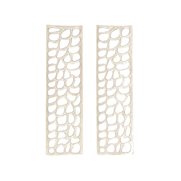 Grayson Lane 9-in x 32-in Silver Aluminum Modern Abstract Wall Decor - Set of 2