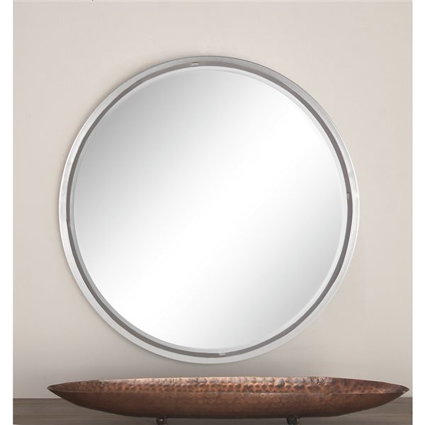 Grayson Lane 24-in x 24-in Round Silver Contemporary Framed Wall Mirror