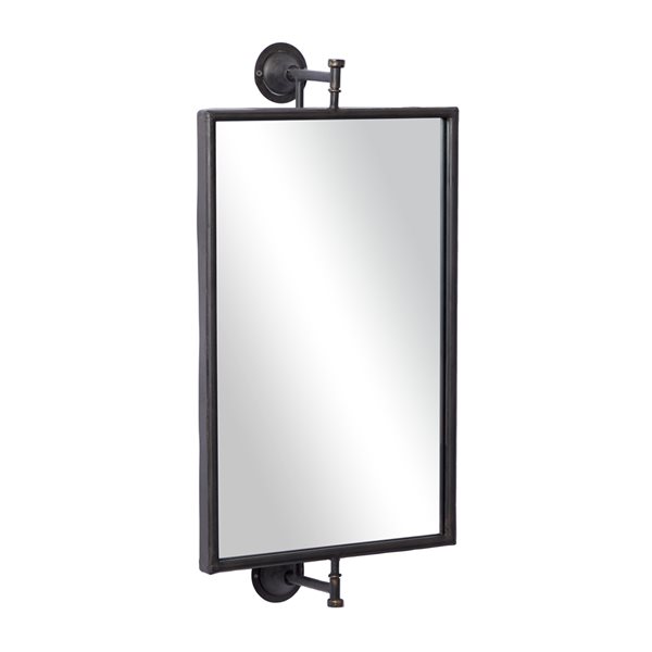 Grayson Lane 28-in x 14-in Rectangle Black Industrial Framed Wall Mirror