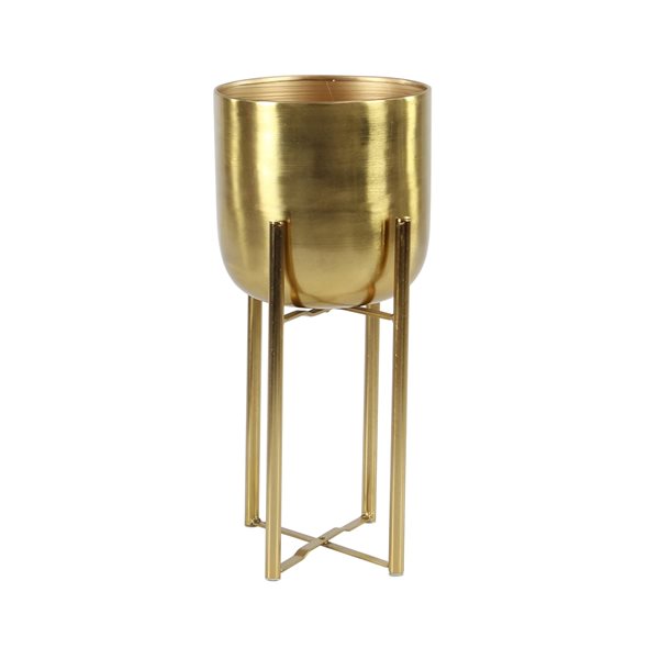 Cosmoliving by Cosmopolitan 11-in x 22-in Gold Metal Planters - Set of 2