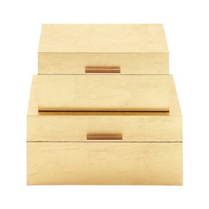 CosmoLiving by Cosmopolitan 11-in and 13-in Gold Wood Glam Box - Set of 2