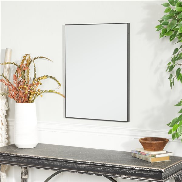 Grayson Lane 24-in x 18-in Rectangle Black Contemporary Framed Wall Mirror