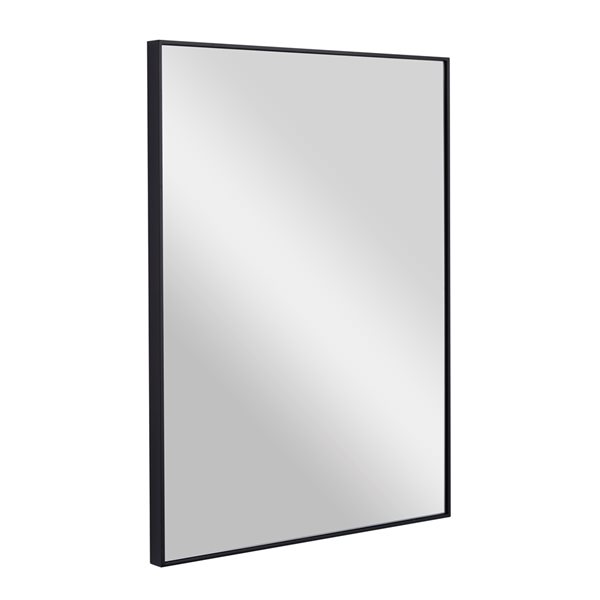 Grayson Lane 24-in x 18-in Rectangle Black Contemporary Framed Wall Mirror