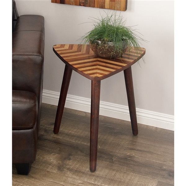 Grayson Lane 22-in x 20-in Brown Wood Triangle Accent Table