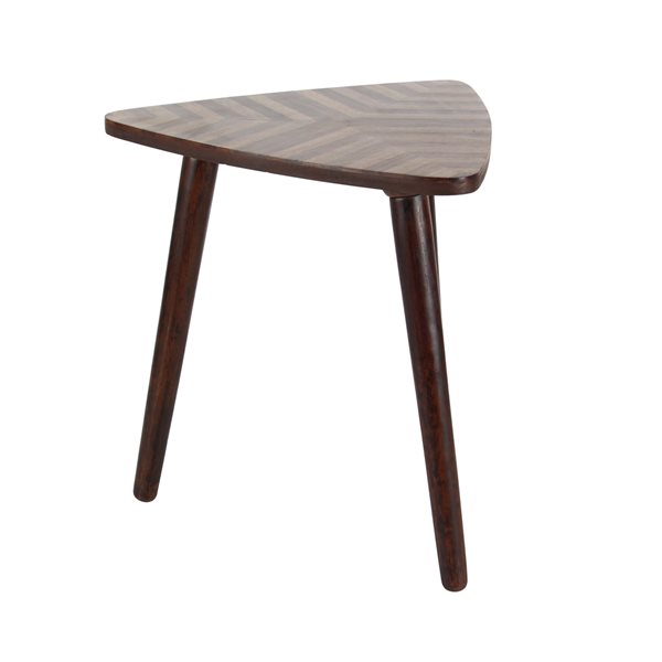 Grayson Lane 22-in x 20-in Brown Wood Triangle Accent Table