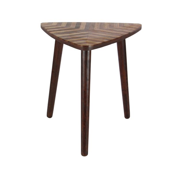 Grayson Lane 22-in x 20-in Brown Wood Triangle Accent Table