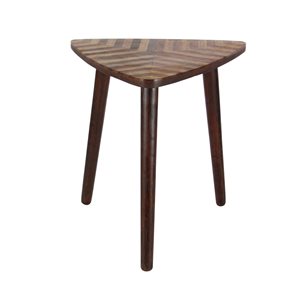 Grayson Lane 22-in x 20-in Brown Wood Triangle Accent Table