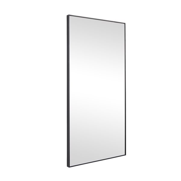 Grayson Lane 36-in x 18-in Rectangle Black Contemporary Framed Wall Mirror