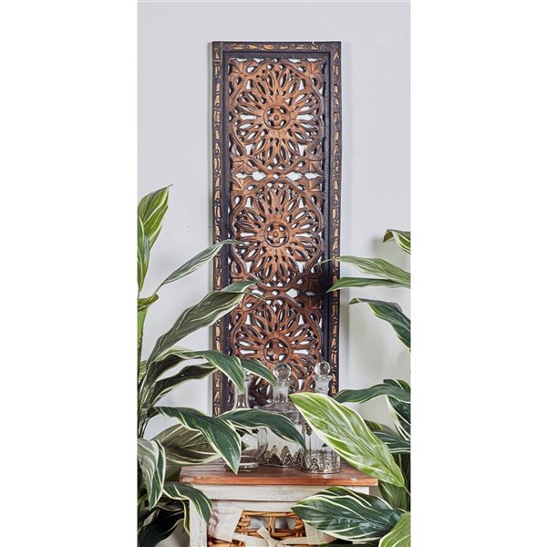 Grayson Lane 36-in x 12-in Brown Wooden Traditional Wall Decor - Set of 2