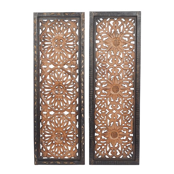 Grayson Lane 36-in x 12-in Brown Wooden Traditional Wall Decor - Set of 2