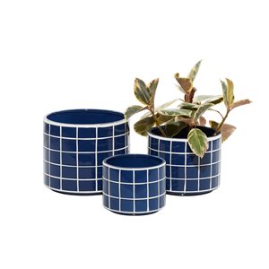 Grayson Lane 12-in x 9-in Blue Stone Planters - Set of 3