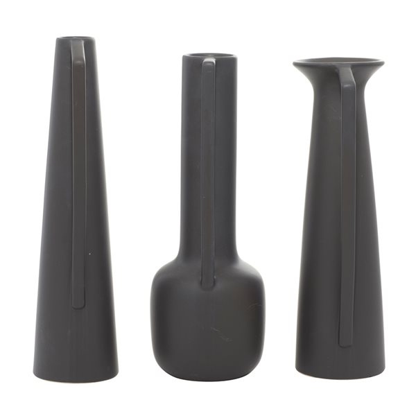 CosmoLiving by Cosmopolitan 17-in and 16-in Dark Grey Ceramic Modern Vase - Set of 3