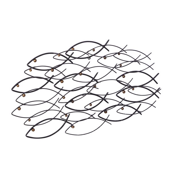 Grayson Lane 36-in x 19-in Dark Grey Metal Coastal Fish Wall Decor