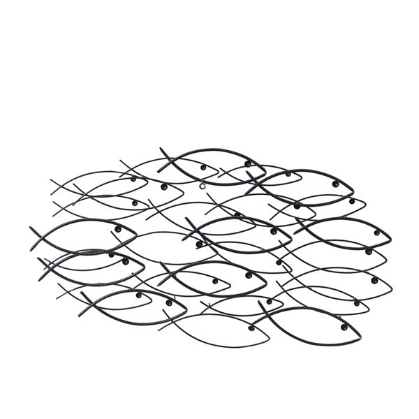 Grayson Lane 36-in x 19-in Dark Grey Metal Coastal Fish Wall Decor