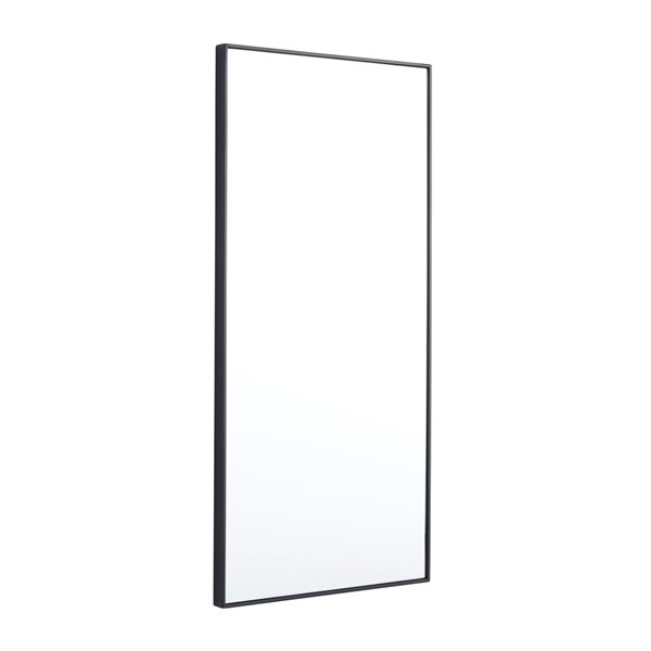 Grayson Lane 30-in x 14-in Rectangle Black Contemporary Framed Wall Mirror