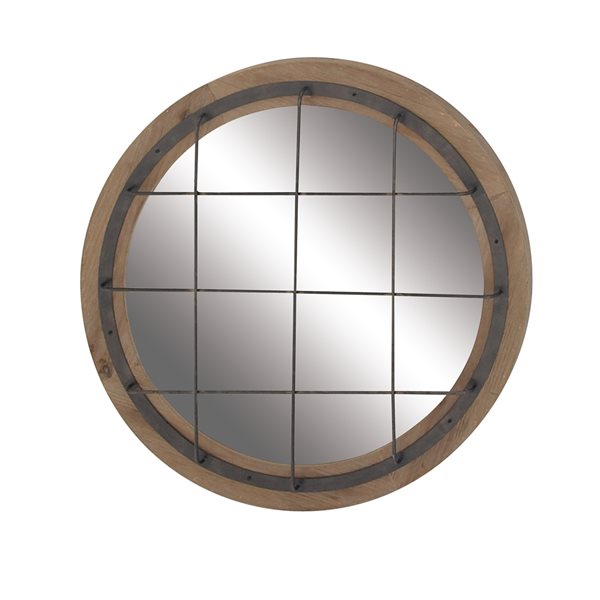 Grayson Lane 31-in x 31-in Round Blue Industrial Framed Wall Mirror