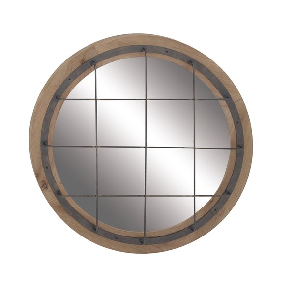 Grayson Lane 31-in x 31-in Round Blue Industrial Framed Wall Mirror