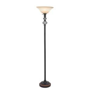 Grayson Lane 70-in x 15-in Black Metal Traditional Torchiere Lamp