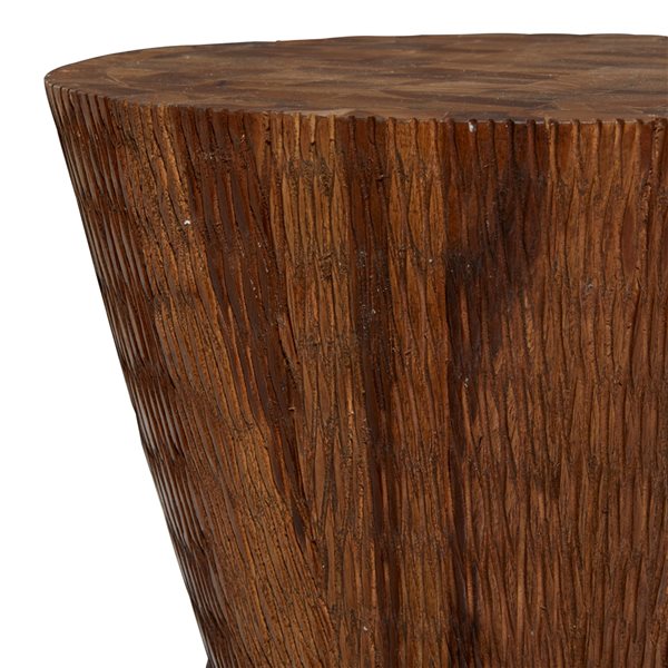 Grayson Lane Contemporary Brown Teak Wood Round Ottoman