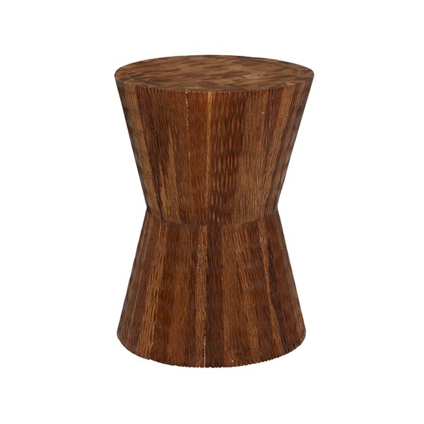 Grayson Lane Contemporary Brown Teak Wood Round Ottoman