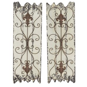 Grayson Lane 32-in x 11-in White Wooden Rustic Wall Decor - Set of 2