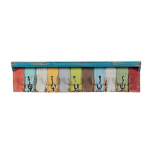 Grayson Lane 35-in x 9-in Multicolour Coastal Wood Wall Hook Rack with Shelf