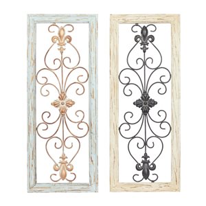 Grayson Lane 12-in x 30-in Multicoloured Wooden Rustic Wall Decor - Set of 2