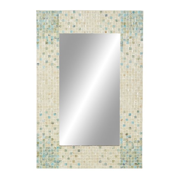 Grayson Lane 36-in x 24-in Rectangle Cream Coastal Framed Wall Mirror