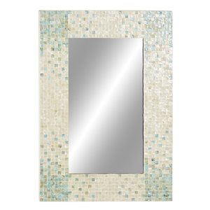 Grayson Lane 36-in x 24-in Rectangle Cream Coastal Framed Wall Mirror