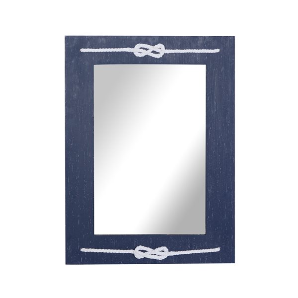 Grayson Lane 31-in x 23-in Rectangle Blue Contemporary Framed Wall Mirror