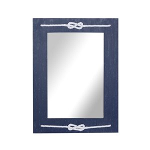 Grayson Lane 31-in x 23-in Rectangle Blue Contemporary Framed Wall Mirror